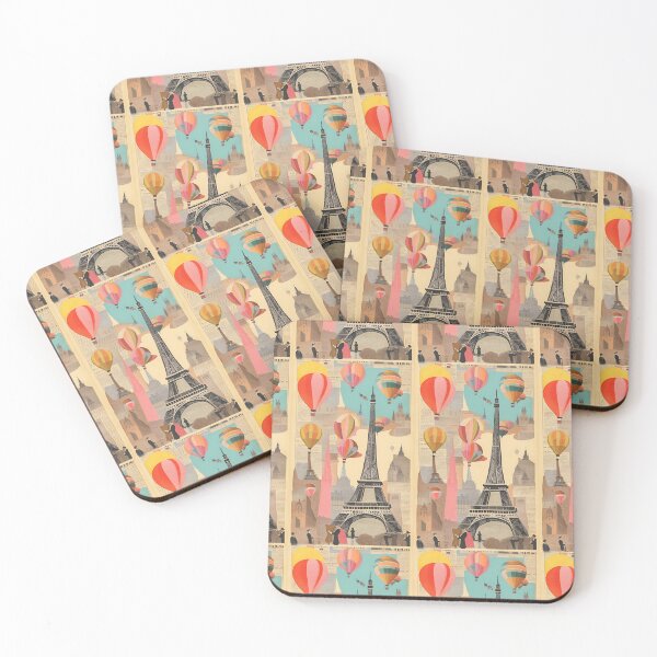 Item preview, vintage view Eiffel Tower Paris and aerostat balloons on journalistic background, Belle époque, designed and sold by Creativesphotos.