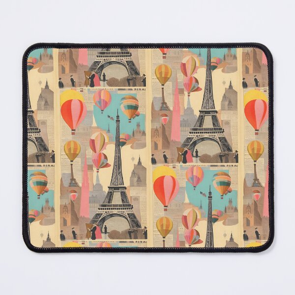 Item preview, vintage view Eiffel Tower Paris and aerostat balloons on journalistic background, Belle époque, designed and sold by Creativesphotos.