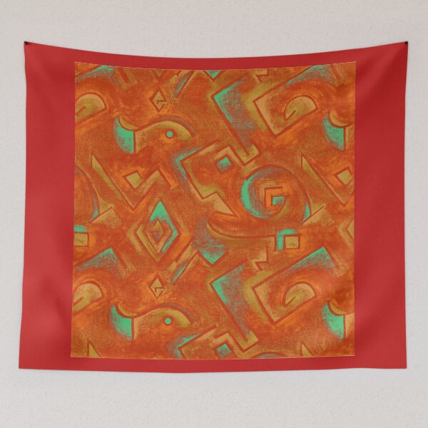 Item preview, Klee inspired orange and green 2 designed and sold by MoisOneOffs.