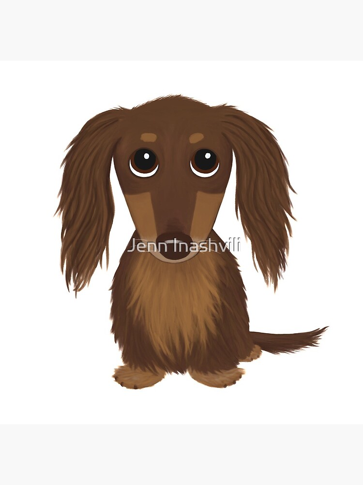 Longhaired Chocolate Brown Dachshund Cartoon Dog by ShortCoffee