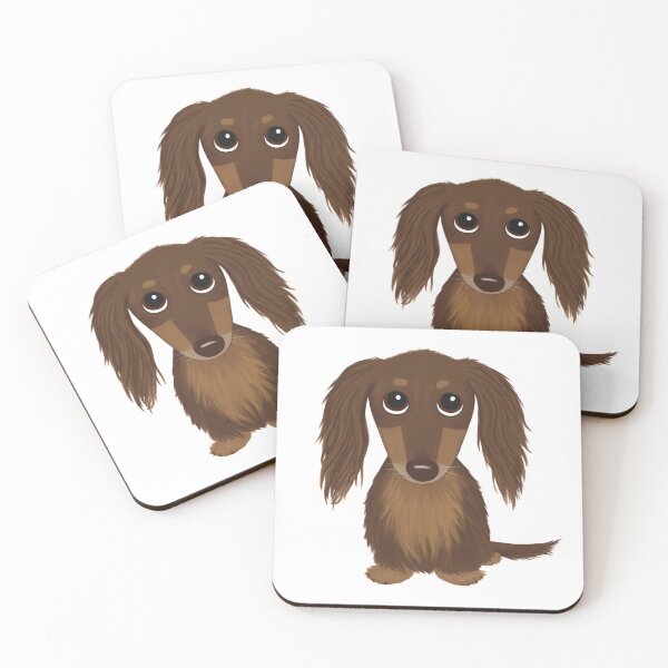 Item preview, Longhaired Chocolate Brown Dachshund Cartoon Dog designed and sold by Jenn Inashvili.