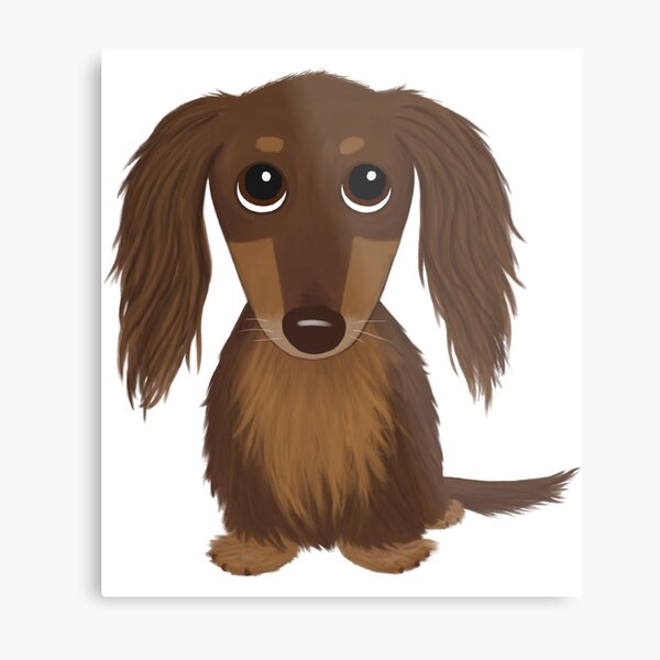 Aperçu de l'œuvre Chien de dessin animé teckel brun chocolat à poil long créée et vendue par Jenn Inashvili.