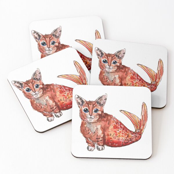 Item preview, Orange Purrmaid Mermaid Cat  designed and sold by Aquabunart.