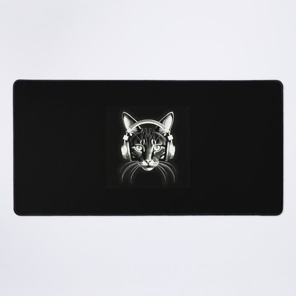 Item preview, Cat kitten with headphones - black and white designed and sold by Inspirationmotivation.