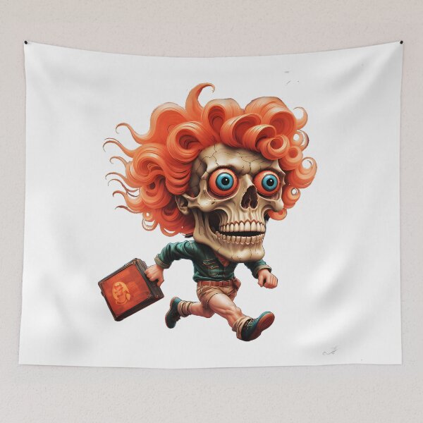 Item preview, Crimson-Haired Bobble Head Harbinger: A Surreal Sprint Through Dreamscape Dimensions. designed and sold by Aroncross111.