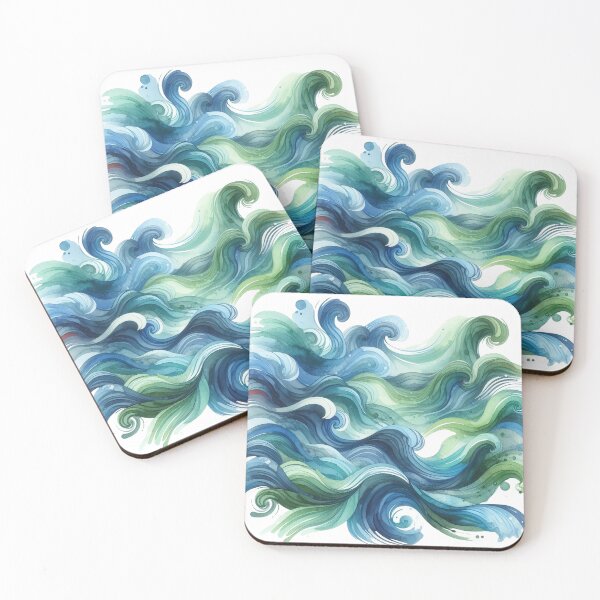 Item preview, Blue green ocean waves watercolor design designed and sold by sketchesbyalex.