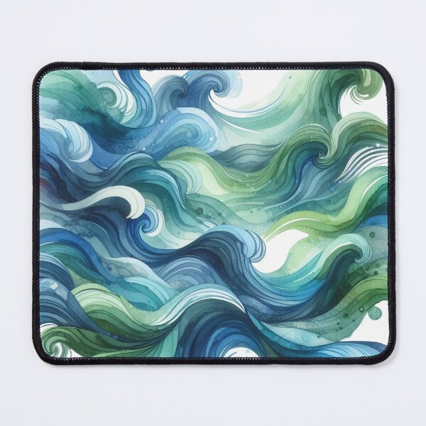 Item preview, Blue green ocean waves watercolor design designed and sold by sketchesbyalex.