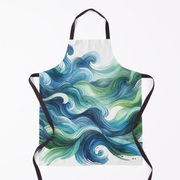 Item preview, Blue green ocean waves watercolor design designed and sold by sketchesbyalex.