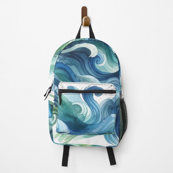Item preview, Blue green ocean waves watercolor design designed and sold by sketchesbyalex.
