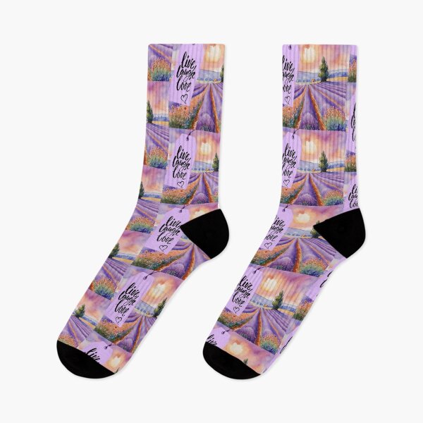 Item preview,  live, laugh, love, mention on sunny lavender field in Provence, watercolor style designed and sold by Creativesphotos.