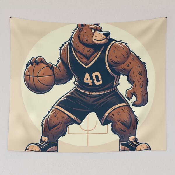Item preview, Cartoon Bear Dribbling a Basketball designed and sold by Zestpond.
