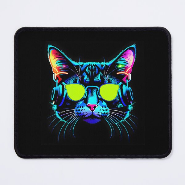 Item preview, Cat with neon headphones designed and sold by Inspirationmotivation.