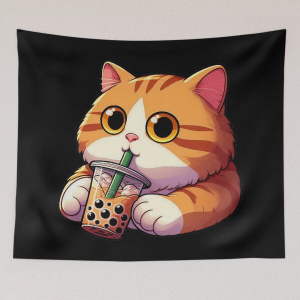 Item preview, Tabby Cat Bubble Milk Tea designed and sold by plushism.