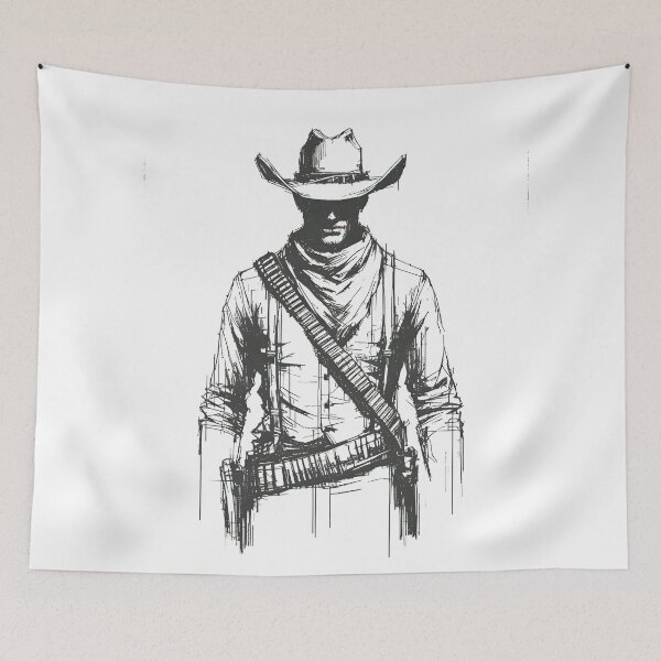 Item preview, Western Art Sketch of a Cowboy Outlaw designed and sold by Aroncross111.
