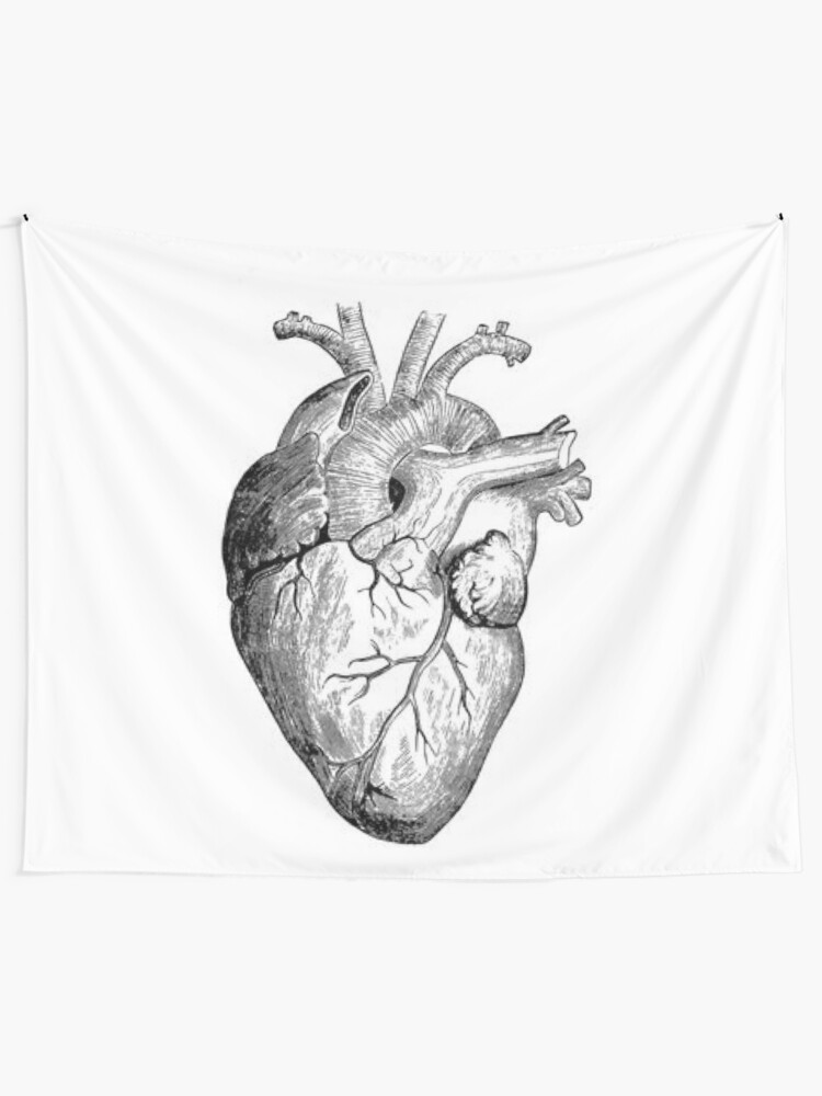 Realistic Heart Drawing Tapestry By Rockymountains Redbubble