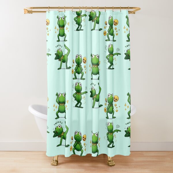 Humor Shower Curtain Crying Frog Meme Cartoon Print for Bathroom