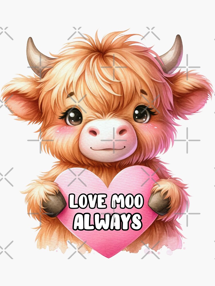 Furry Cow Valentine Decal