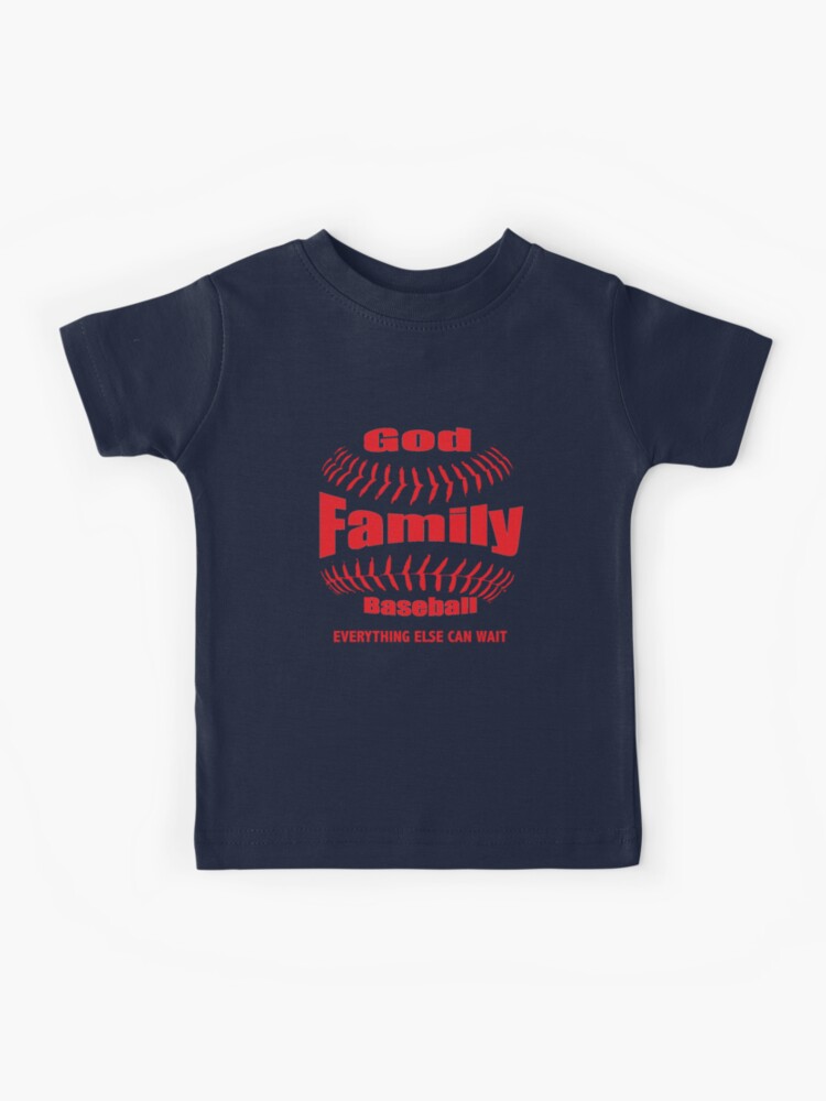 Youth God. Family. Baseball. Navy Blue T-Shirt Large / Youth