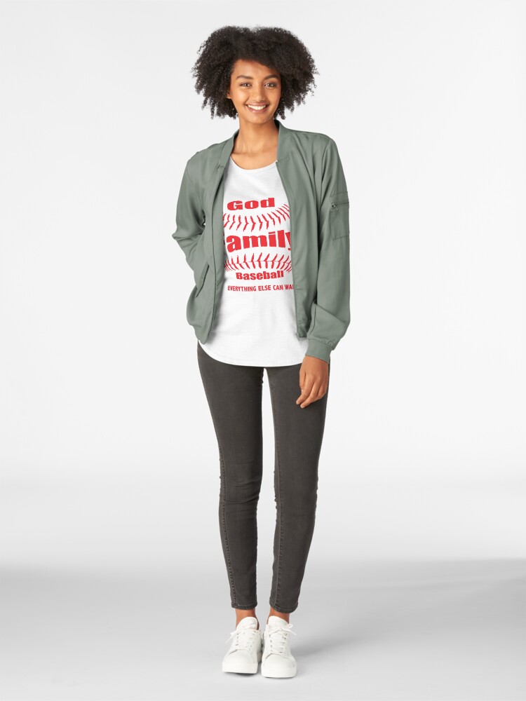 Alternate view of GOD, FAMILY THEN BASEBALL – EVERYTHING ELSE CAN WAIT SHIRT & GIFTS Premium Scoop T-Shirt