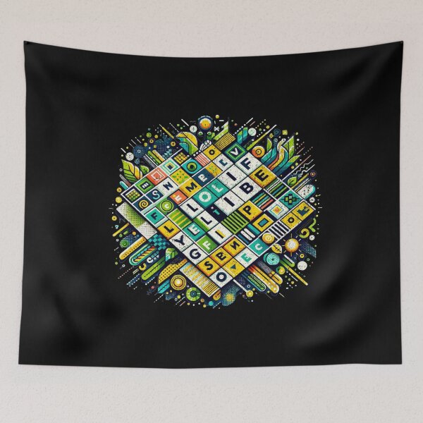 Item preview, Vibrant Word Puzzle Explosion Art designed and sold by ChromaticBlend.