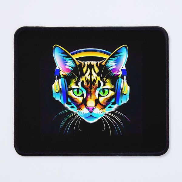 Item preview, Cat with neon headphones designed and sold by Inspirationmotivation.