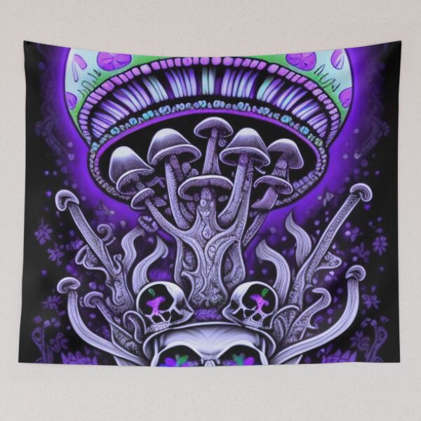 Item preview, Psychedelic Mushrooms & Skulls designed and sold by TheDarkWardrobe.