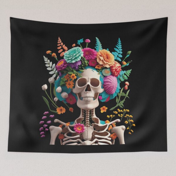 Item preview, Skeleton with floral wreath designed and sold by LuckyFamily.
