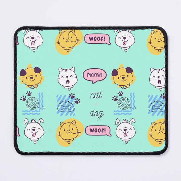 Item preview, cute pets, cats and dogs, woof! Meow! light bluish-green designed and sold by PatternsColors.