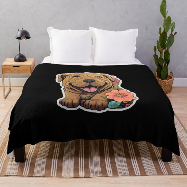 Item preview, Chinese Shar-Pei with Flowers designed and sold by CUTEDOGGIEZ.