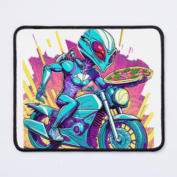 Item preview, Alien Pizza delivery on a Motorcycle designed and sold by BADESIGNZZ.