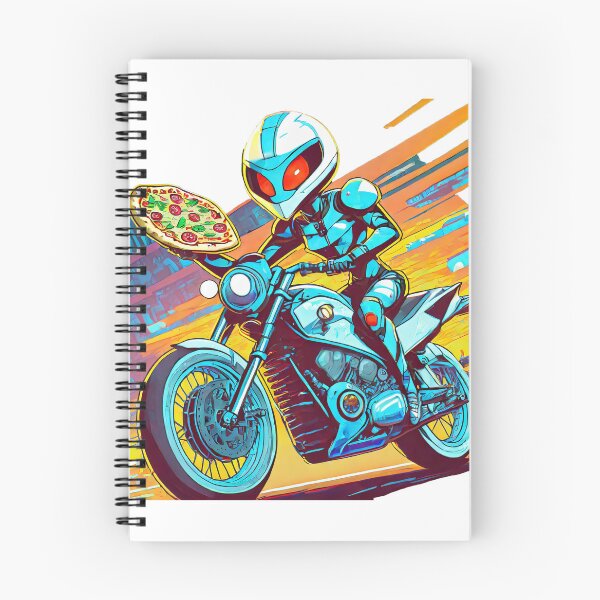 Item preview, Alien delivering Pizza on a Motorcycle designed and sold by BADESIGNZZ.