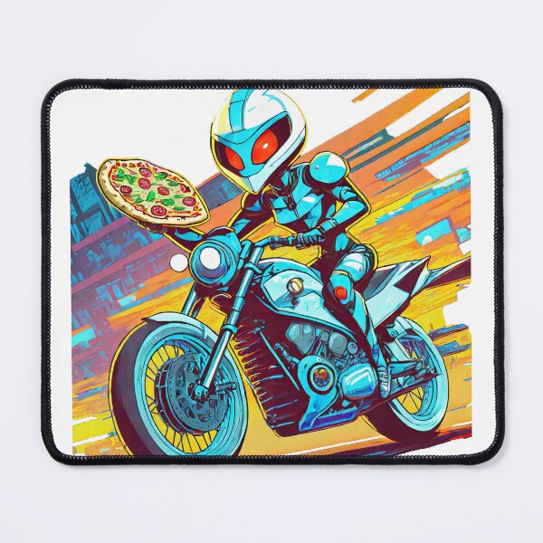 Item preview, Alien delivering Pizza on a Motorcycle designed and sold by BADESIGNZZ.