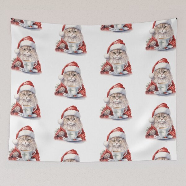 Item preview, Christmas cat and coffee designed and sold by GoodThings66.