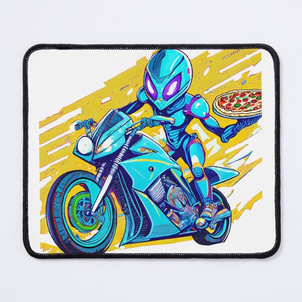 Item preview, Alien with Pizza on a Supersport designed and sold by BADESIGNZZ.