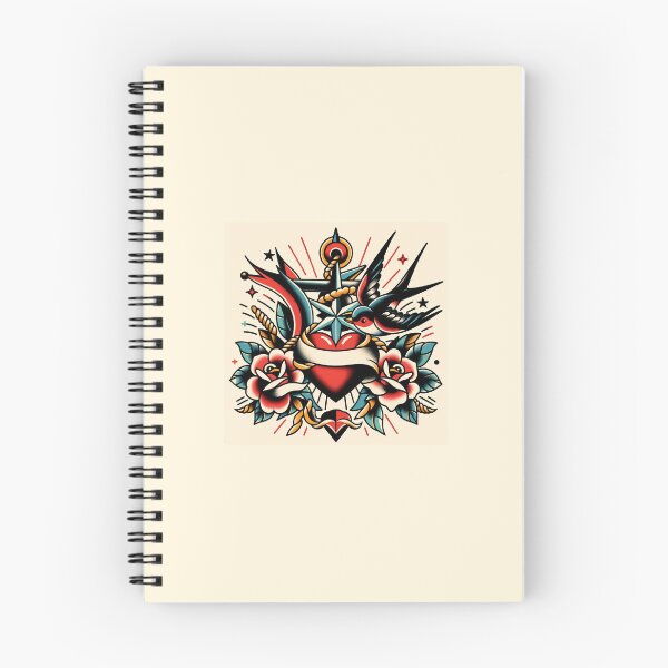 Item preview, traditional tattoo style bird and flowers design designed and sold by RyleyShhn.