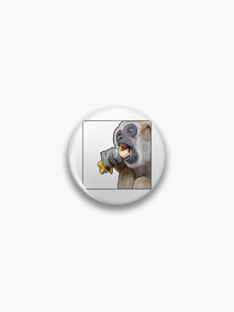 Thumbnail 1 von 3, Button, Square Snacking Gibbon designt und verkauft von UnderbiteShop.