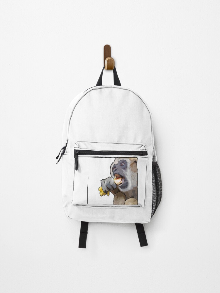 Thumbnail 1 of 3, Backpack, Square Snacking Gibbon designed and sold by UnderbiteShop.