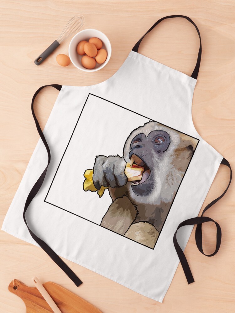 Thumbnail 1 of 6, Apron, Square Snacking Gibbon designed and sold by UnderbiteShop.