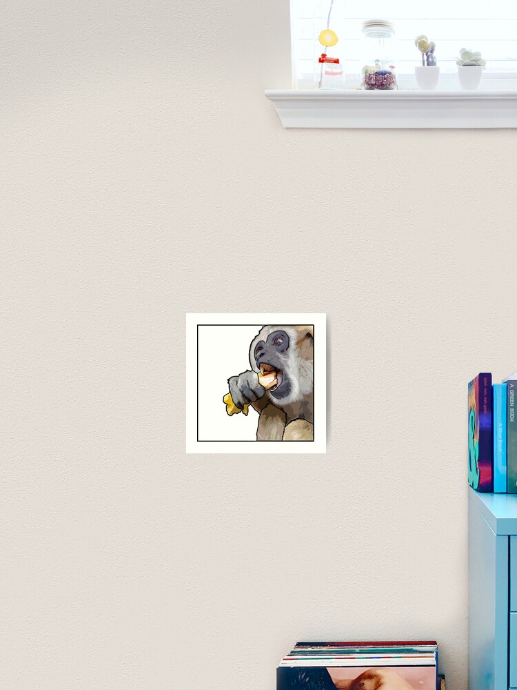 Thumbnail 2 von 3, Kunstdruck, Square Snacking Gibbon designt und verkauft von UnderbiteShop.
