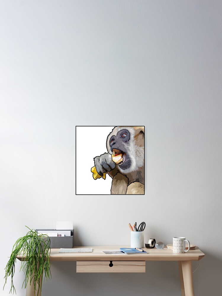 Imagen 2 de 3, Póster con la obra Square Snacking Gibbon, diseñada y vendida por UnderbiteShop.