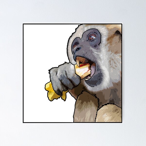 Item preview, Square Snacking Gibbon designed and sold by UnderbiteShop.