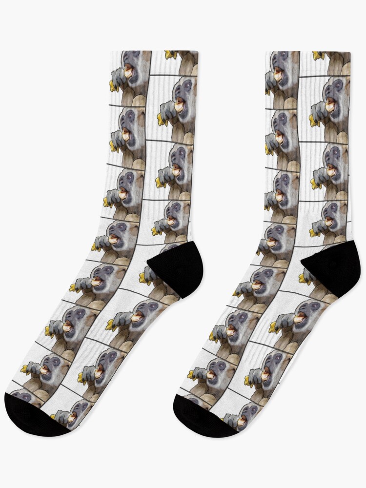 Thumbnail 1 of 5, Socks, Square Snacking Gibbon designed and sold by UnderbiteShop.