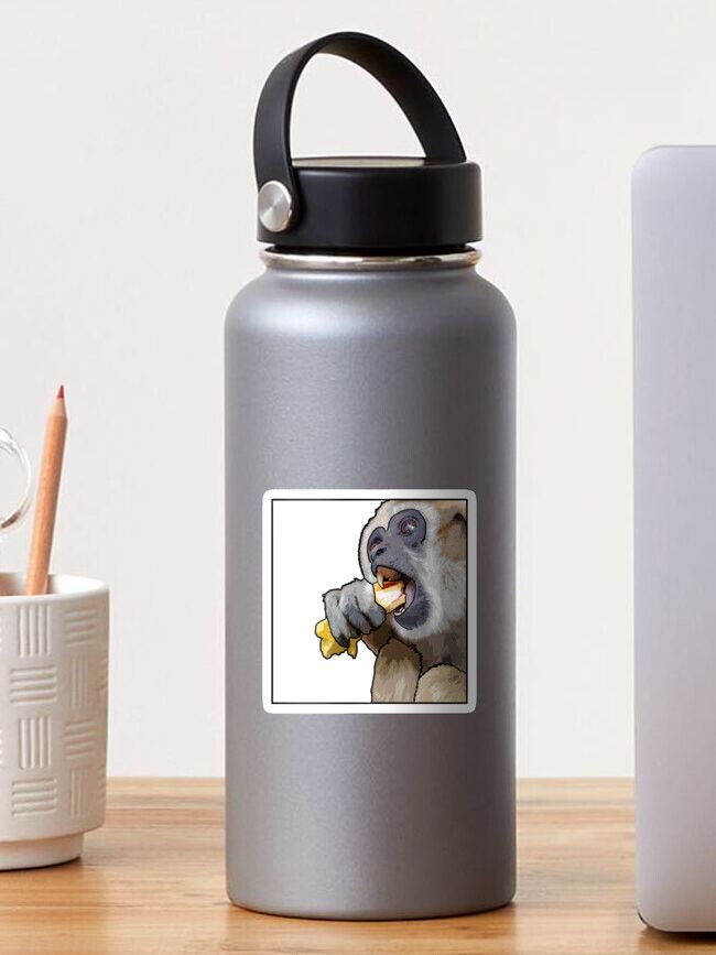 Imagen 1 de 3, Pegatina con la obra Square Snacking Gibbon, diseñada y vendida por UnderbiteShop.