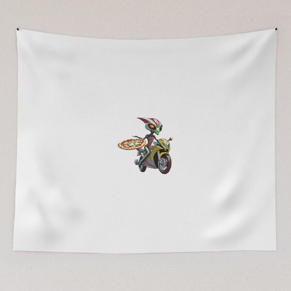 Item preview, Alien delivering tasty pepperoni Pizza on a Motorcycle designed and sold by BADESIGNZZ.