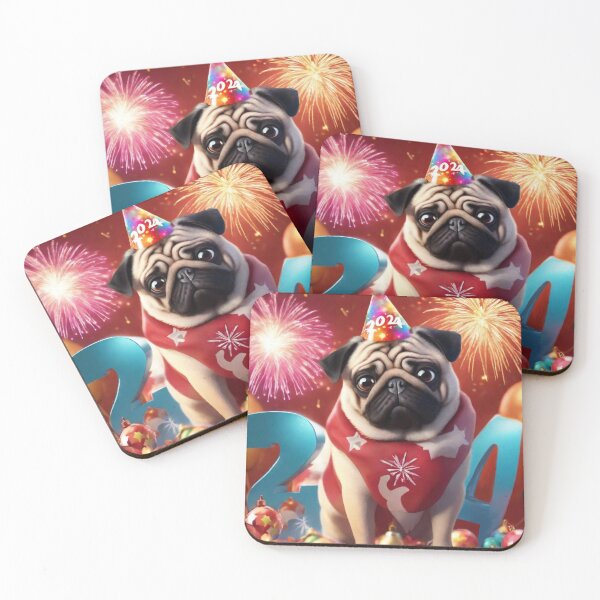 Item preview, Happy new year pug 2024 designed and sold by JLFInspArt.