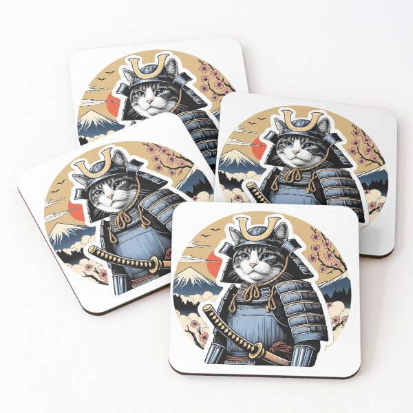 Item preview, Samurai Cat in Traditional Ukiyo-e Style - Feline Shogun designed and sold by LumberEchoArts.