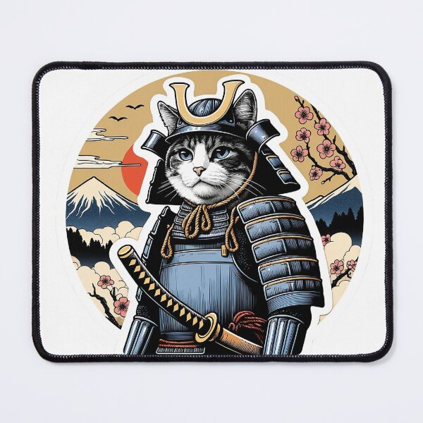Item preview, Samurai Cat in Traditional Ukiyo-e Style - Feline Shogun designed and sold by LumberEchoArts.