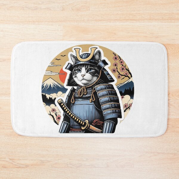 Item preview, Samurai Cat in Traditional Ukiyo-e Style - Feline Shogun designed and sold by LumberEchoArts.