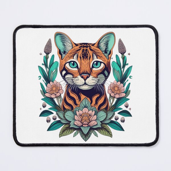 Item preview, Retro Bengal Cat Floral Wild Flowers designed and sold by ArtFromBeyond.