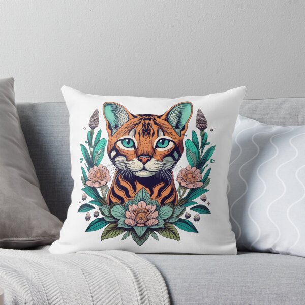Item preview, Retro Bengal Cat Floral Wild Flowers designed and sold by ArtFromBeyond.